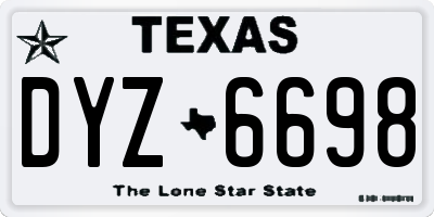 TX license plate DYZ6698
