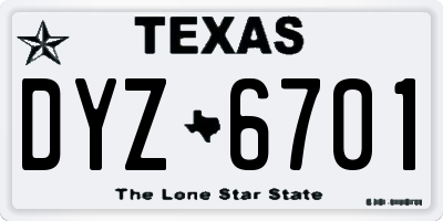 TX license plate DYZ6701