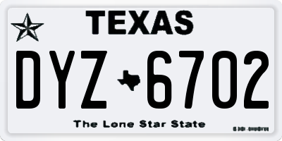 TX license plate DYZ6702