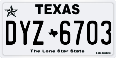 TX license plate DYZ6703