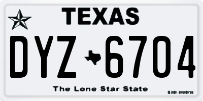 TX license plate DYZ6704
