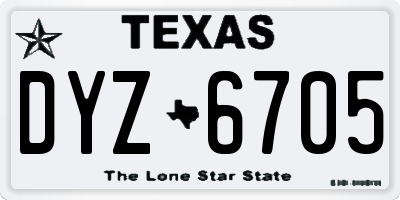 TX license plate DYZ6705