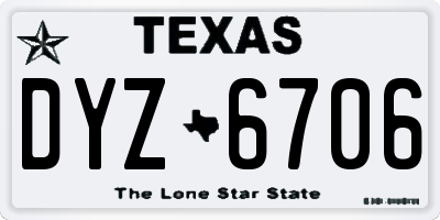 TX license plate DYZ6706