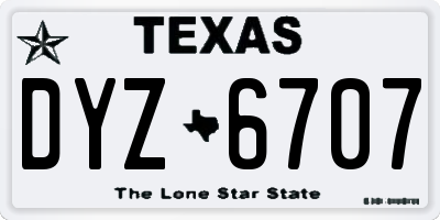 TX license plate DYZ6707