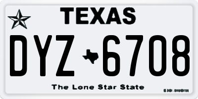 TX license plate DYZ6708