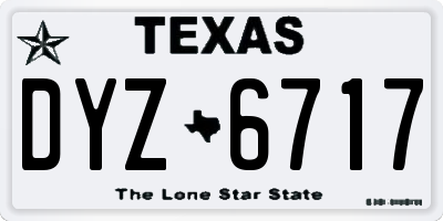 TX license plate DYZ6717