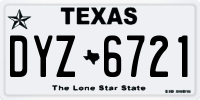TX license plate DYZ6721