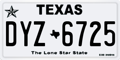 TX license plate DYZ6725