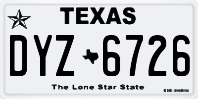 TX license plate DYZ6726