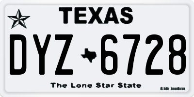 TX license plate DYZ6728