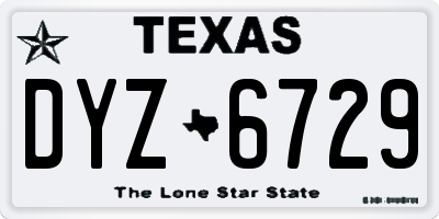 TX license plate DYZ6729