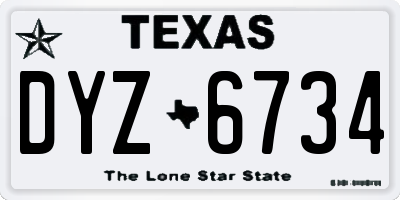 TX license plate DYZ6734