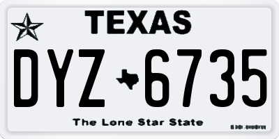 TX license plate DYZ6735