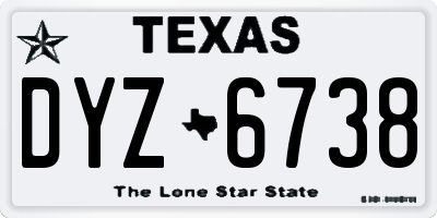 TX license plate DYZ6738