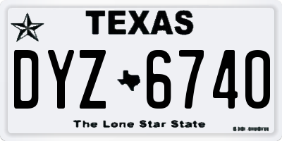 TX license plate DYZ6740