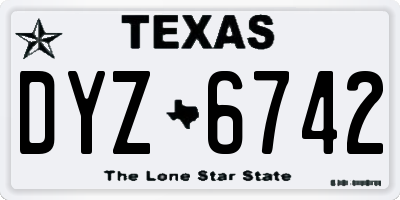 TX license plate DYZ6742
