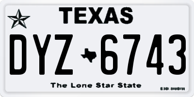 TX license plate DYZ6743