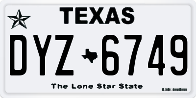TX license plate DYZ6749