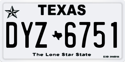 TX license plate DYZ6751