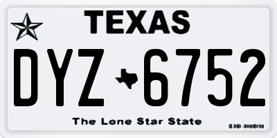 TX license plate DYZ6752