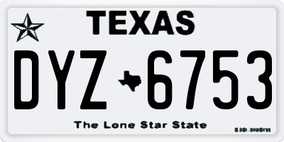 TX license plate DYZ6753
