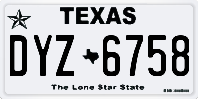 TX license plate DYZ6758