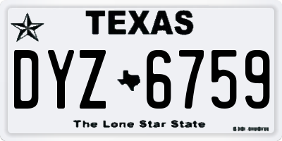 TX license plate DYZ6759