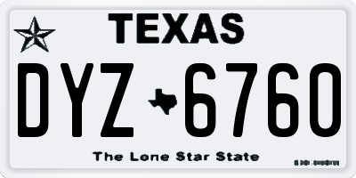 TX license plate DYZ6760