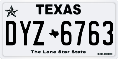 TX license plate DYZ6763