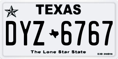 TX license plate DYZ6767