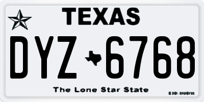 TX license plate DYZ6768