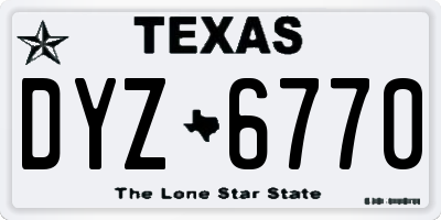 TX license plate DYZ6770
