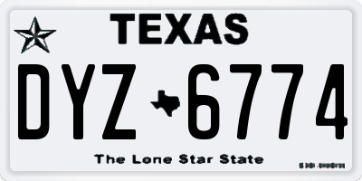 TX license plate DYZ6774