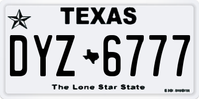 TX license plate DYZ6777