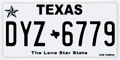 TX license plate DYZ6779