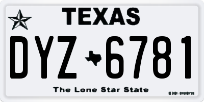 TX license plate DYZ6781