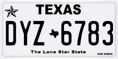 TX license plate DYZ6783