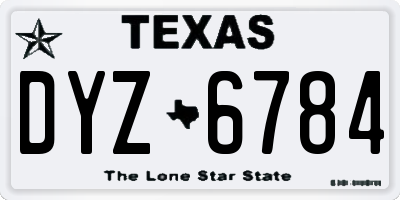 TX license plate DYZ6784