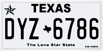TX license plate DYZ6786