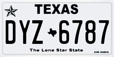 TX license plate DYZ6787