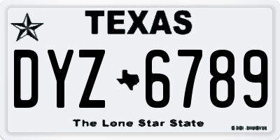 TX license plate DYZ6789