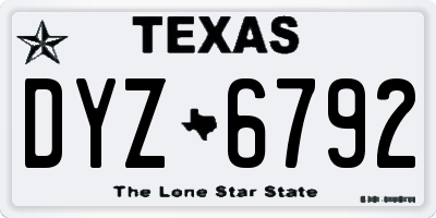 TX license plate DYZ6792