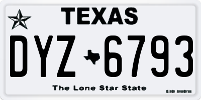 TX license plate DYZ6793