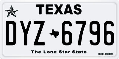 TX license plate DYZ6796