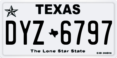TX license plate DYZ6797