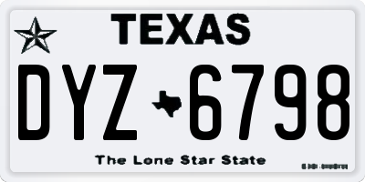 TX license plate DYZ6798