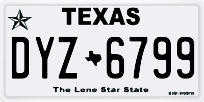 TX license plate DYZ6799