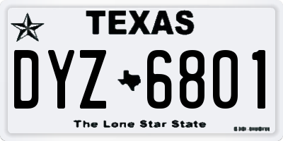 TX license plate DYZ6801