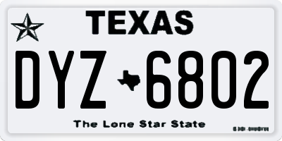 TX license plate DYZ6802