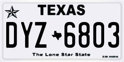 TX license plate DYZ6803